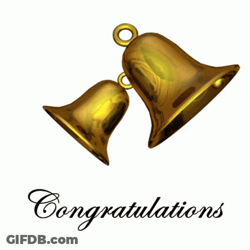 A Congratulations Card With A Pair Of Bells GIF
