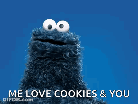 A Cookie Monster Says " Me Love Cookies And You " GIF