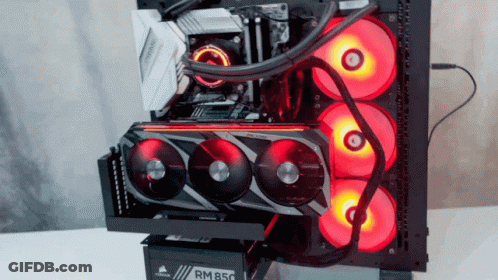 A Corsair Rm850 Power Supply Is Sitting On Top Of A Computer GIF