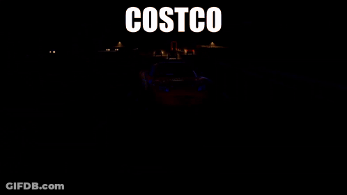 A Costco Logo Is Displayed On A Black Background GIF