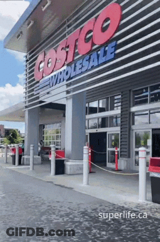 A Costco Wholesale Store With A Blue Sign GIF