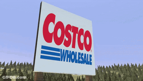 A Costco Wholesale Store With Two Mario Characters Standing In Front Of It GIF