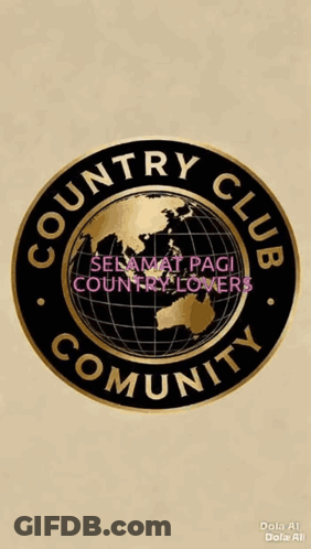 A Country Club Community Logo With A Globe In The Middle GIF