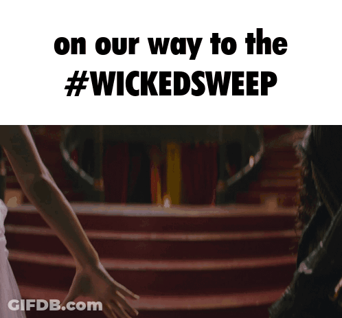 A Couple Holding Hands With The Words On Our Way To The #Wickedsweep Below Them GIF