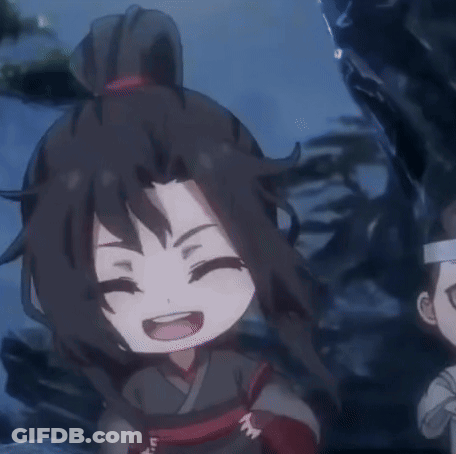 A Couple Of Anime Characters Are Sitting Next To Each Other And One Is Smiling . GIF
