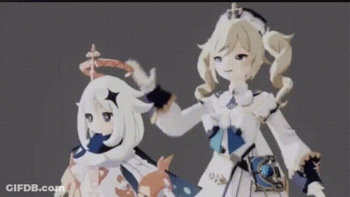 A Couple Of Anime Characters Are Standing Next To Each Other . GIF