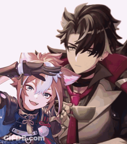 A Couple Of Anime Characters One With A Cat Ear GIF