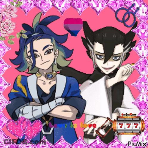 Anime Characters Next To Slot Machine 777 GIF