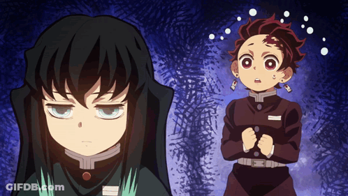 A Couple Of Anime Characters Standing Next To Each Other One Of Which Has A Black Cape On GIF