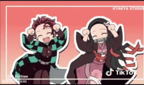 A Couple Of Anime Characters Standing Next To Each Other GIF