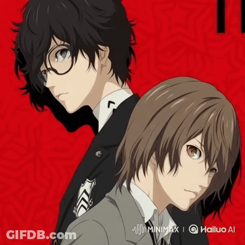 Anime Characters Standing Next To Each Other GIF