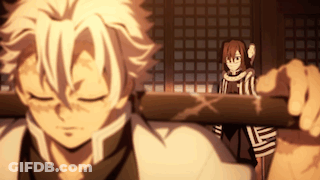 A Couple Of Anime Characters Standing Next To Each Other With One Holding A Stick GIF