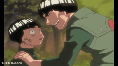 A Couple Of Anime Characters With One Wearing A Headband That Says ' I 'M All ' GIF
