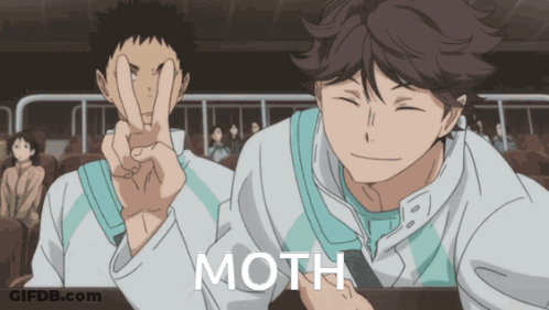 A Couple Of Anime Characters With The Word Moth On The Bottom Right GIF