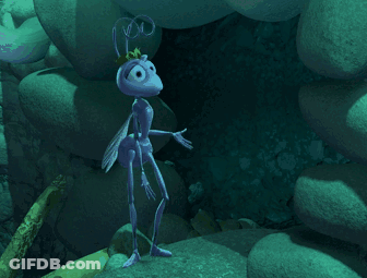 A Couple Of Ants Standing Next To Each Other With The Words " Love You " On The Bottom GIF