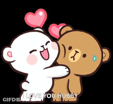 A Couple Of Bears Hugging Each Other With The Words I Love You Hubby GIF