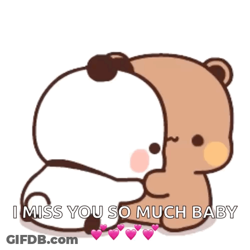 A Couple Of Bears Hugging Each Other With The Words I Miss You So Much Baby GIF