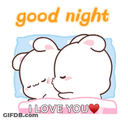 A Couple Of Bears Laying In Bed With The Words Good Night I Love You GIF