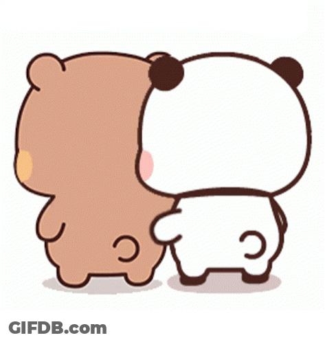A Couple Of Bears Standing Next To Each Other . GIF