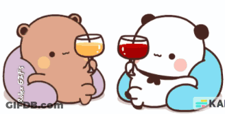 A Couple Of Bears Toasting With Wine Glasses GIF