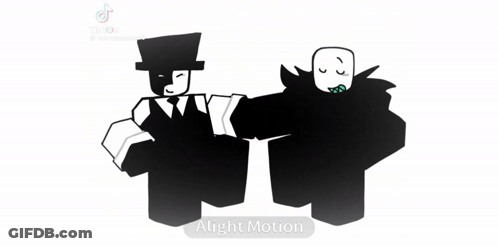 A Couple Of Black And White Cartoon Characters Are Standing Next To Each Other . GIF