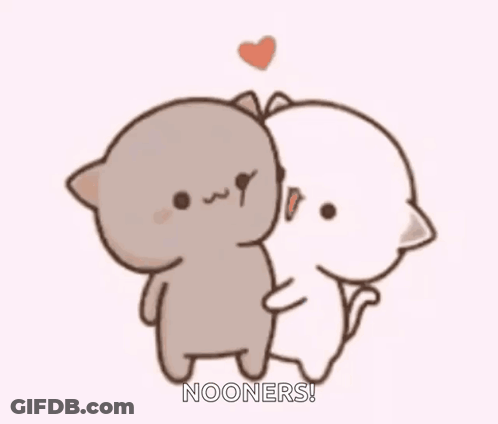 A Couple Of Cartoon Cats Hugging Each Other With A Heart . GIF