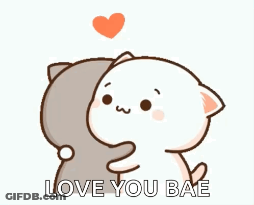 A Couple Of Cartoon Cats Hugging Each Other With A Heart In The Background . GIF