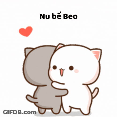 Cats Hugging With Nu Be Beo Text GIF