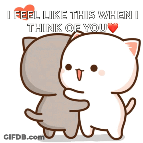 Cats Hugging With I Feel Like This When I Think Of You GIF