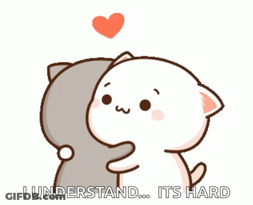 A Couple Of Cartoon Cats Hugging Each Other With The Words I Understand It 'S Hard GIF