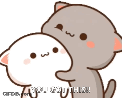 A Couple Of Cartoon Cats Hugging Each Other With The Words `` You Got This '' . GIF