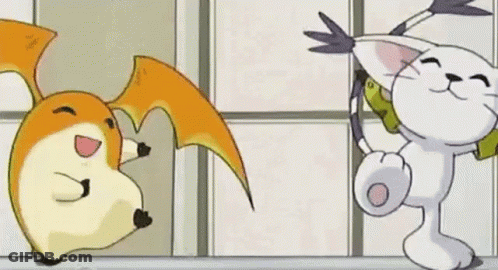 A Couple Of Cartoon Characters Are Dancing Together In A Room . GIF