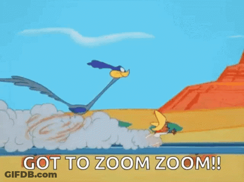 A Couple Of Cartoon Characters Are Riding In A Rocket Car . GIF