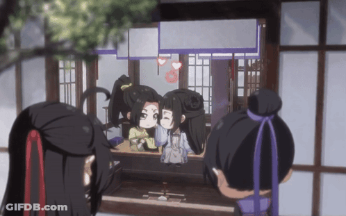 A Couple Of Cartoon Characters Are Standing In Front Of A Window GIF