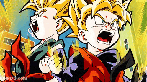 A Couple Of Cartoon Characters Are Standing Next To Each Other And Screaming . GIF