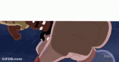 A Couple Of Cartoon Characters Are Standing Next To Each Other In A Dark Room . GIF