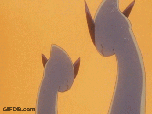 A Couple Of Cartoon Characters Looking At Each Other With Their Mouths Open GIF