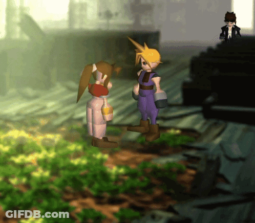 A Couple Of Cartoon Characters Standing In A Field GIF