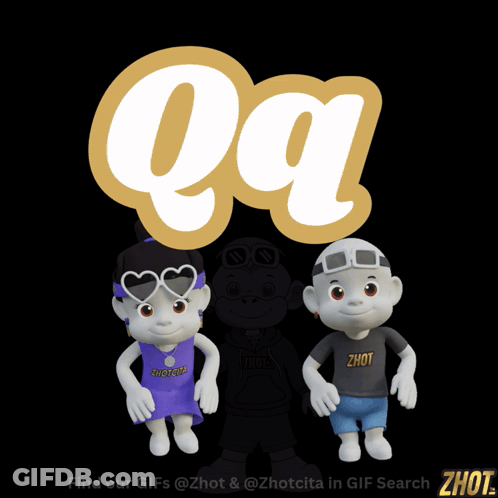 A Couple Of Cartoon Characters Standing In Front Of The Letter A GIF