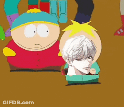 A Couple Of Cartoon Characters Standing Next To Each Other . GIF