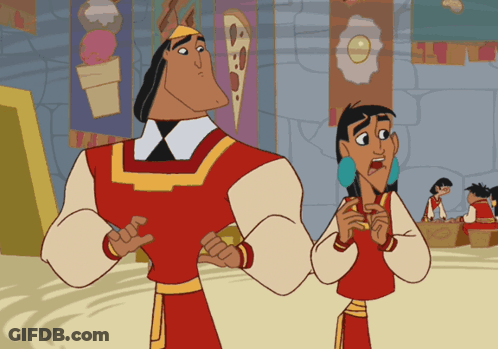 A Couple Of Cartoon Characters Standing Next To Each Other With Ice Cream Cones On The Wall Behind Them GIF