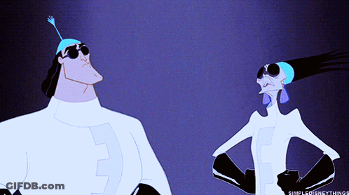 A Couple Of Cartoon Characters Standing Next To Each Other With Simpledisneythings Written In The Corner GIF
