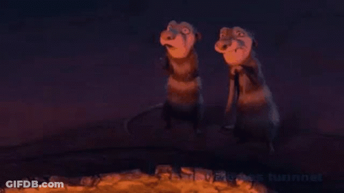 A Couple Of Cartoon Characters Standing Next To Each Other With The Words `` And You Died ? '' . GIF
