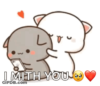 A Couple Of Cartoon Characters Standing Next To Each Other With The Words `` I With You '' Written On It . GIF