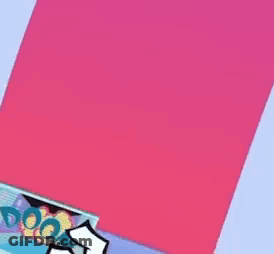 A Couple Of Cartoon Characters Standing Next To Each Other With Their Arms In The Air . GIF