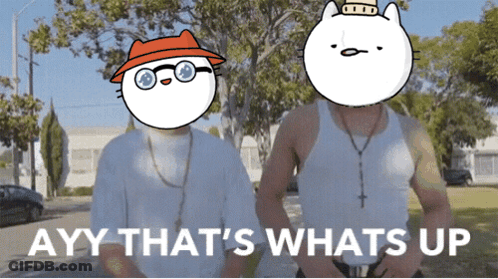 A Couple Of Cartoon Characters With The Words Ayy That 'S Whats Up GIF