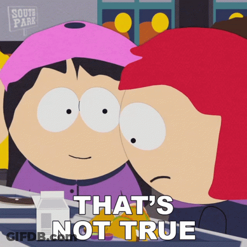 A Couple Of Cartoon Characters With The Words That 'S Not True On The Bottom GIF