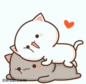 Cats Laying On Top Of Each Other With Heart GIF