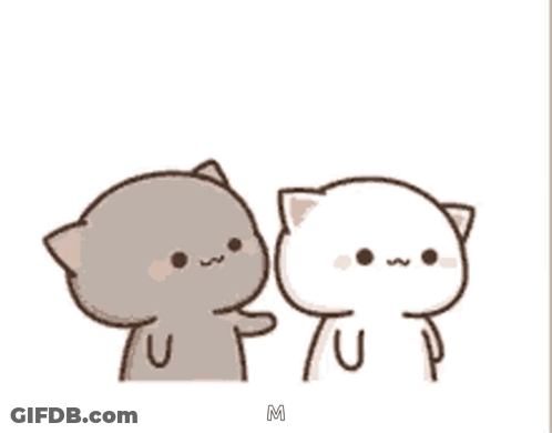 A Couple Of Cats Are Standing Next To Each Other And One Of Them Is Touching The Face Of The Other . GIF