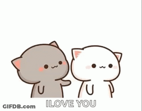 A Couple Of Cats Are Standing Next To Each Other And One Of Them Is Touching The Face Of The Other . GIF